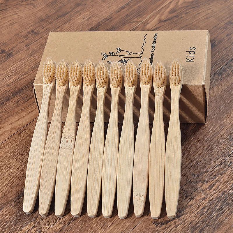 Kids Bamboo Toothbrush Set (10 Pack)