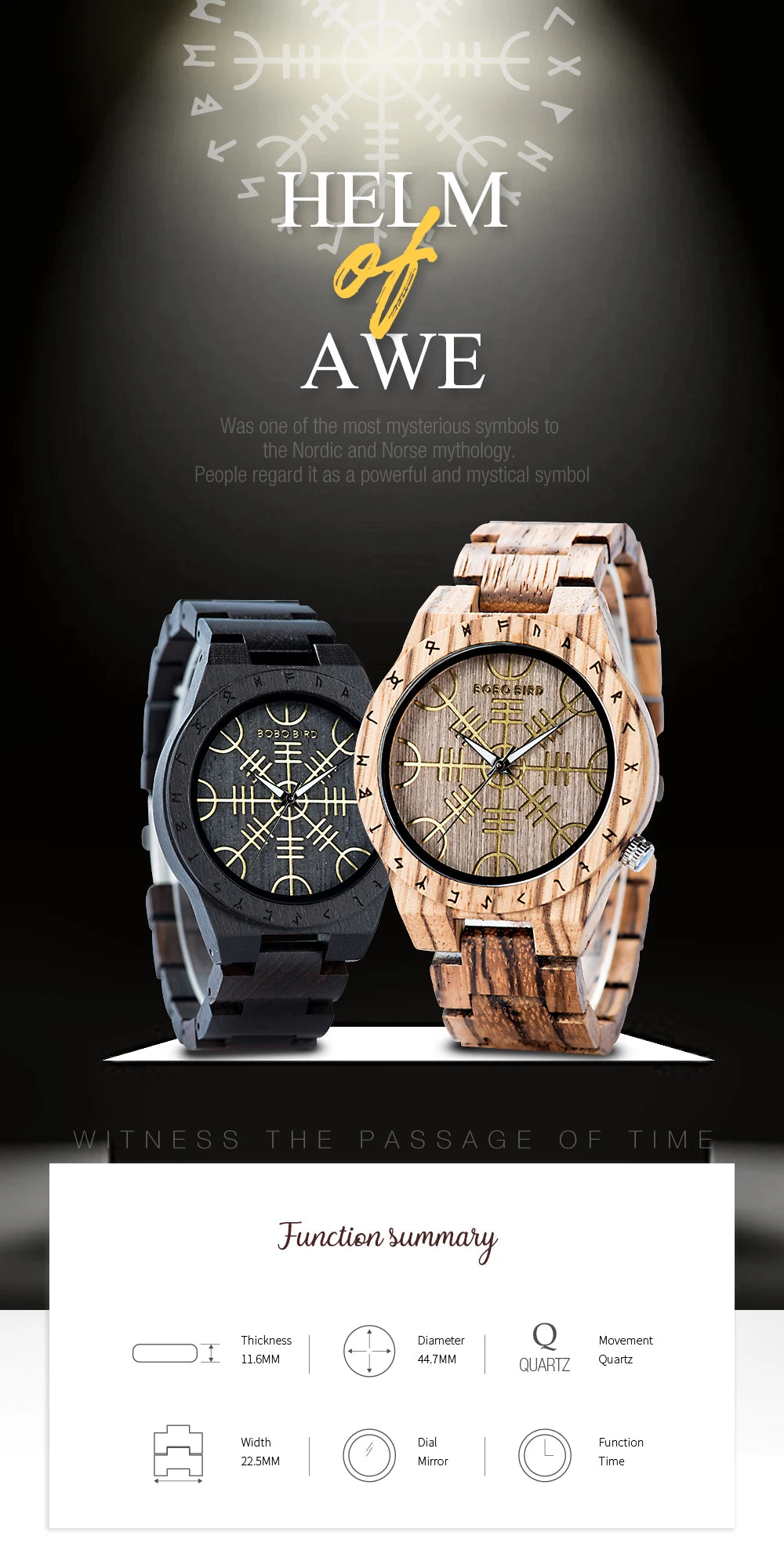 Ebony Compass Wooden Watch - BOBO BIRD