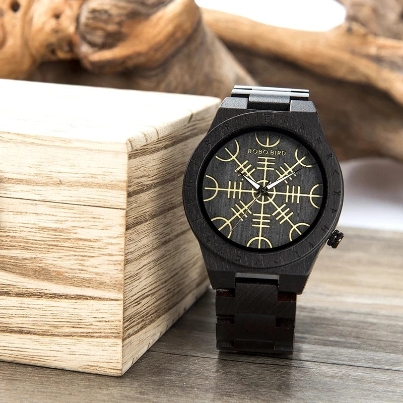 Ebony Compass Wooden Watch - BOBO BIRD