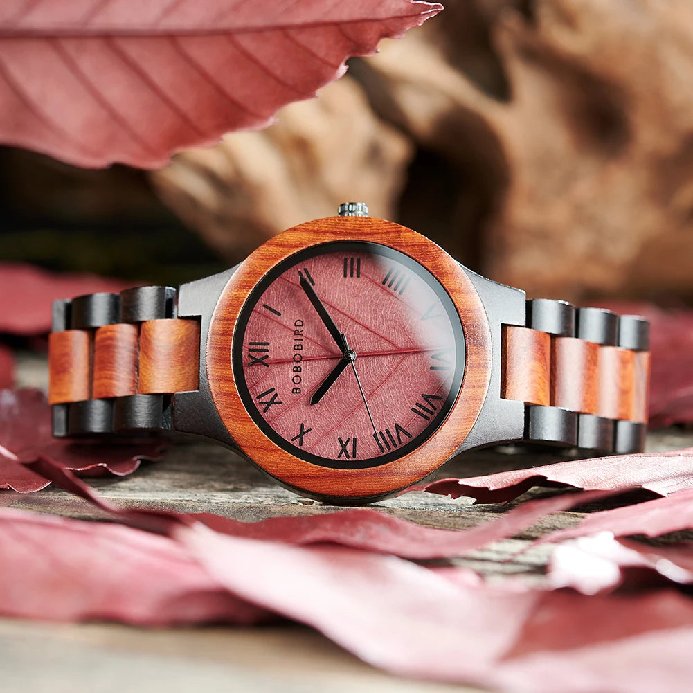 Leaf Dial Wooden Watch - BOBO BIRD
