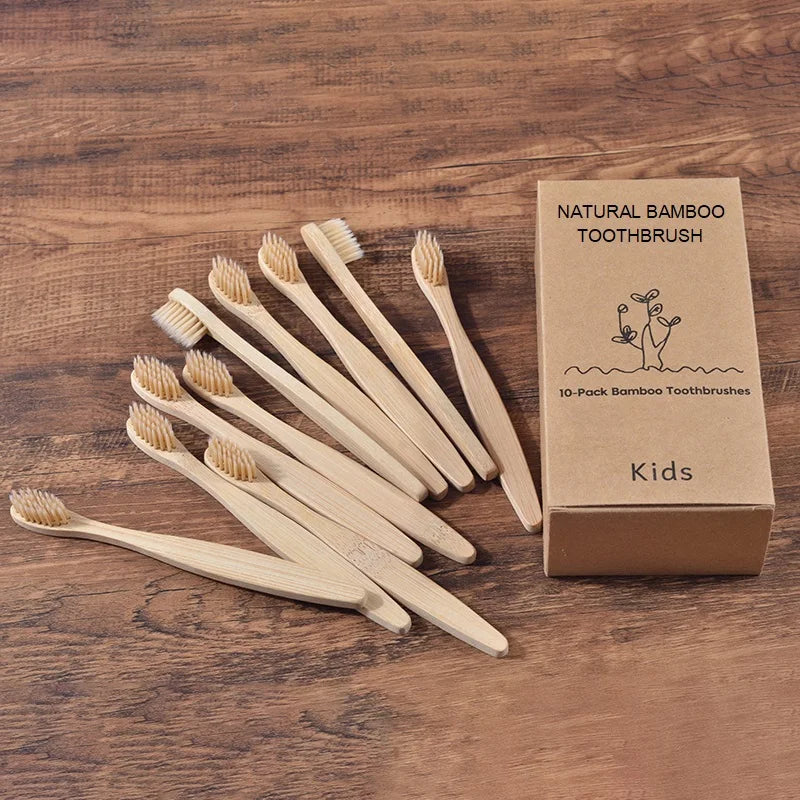Kids Bamboo Toothbrush Set (10 Pack)