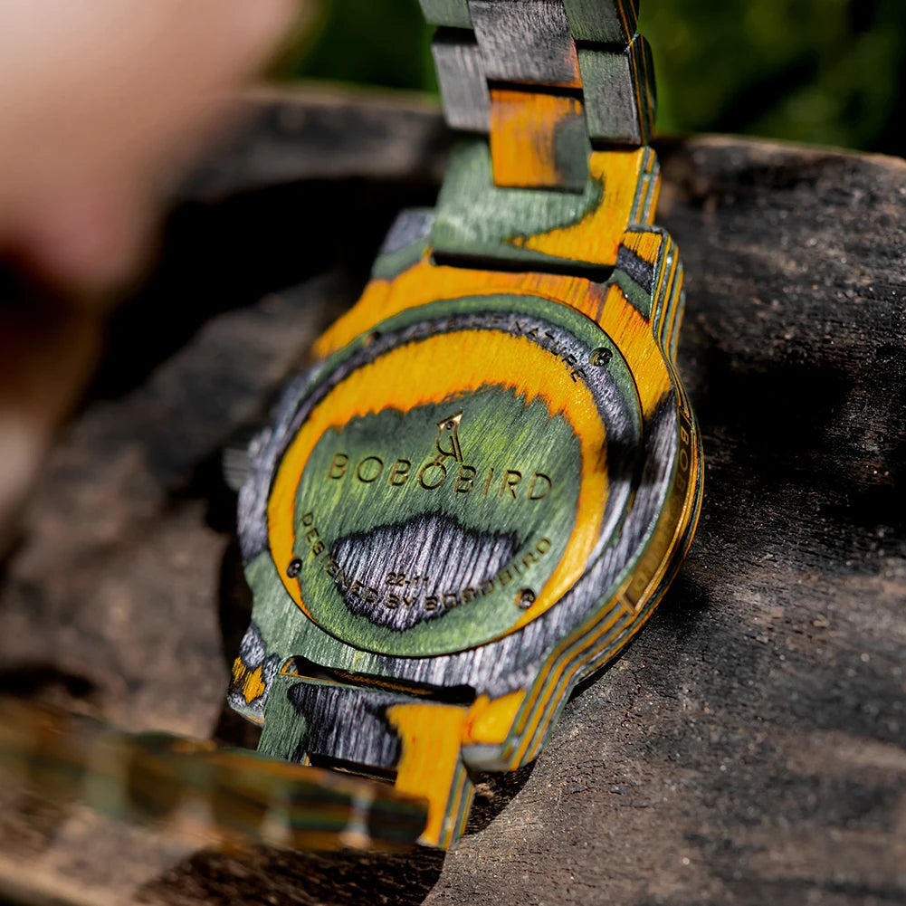 Laser Dial Camouflaged Wooden Watch - BOBO BIRD