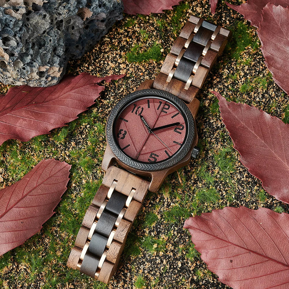 Leaf Dial Wooden Watch - BOBO BIRD