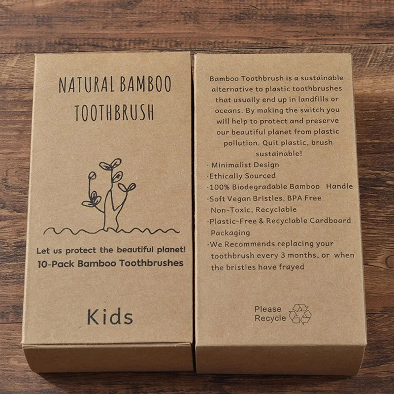 Kids Bamboo Toothbrush Set (10 Pack)