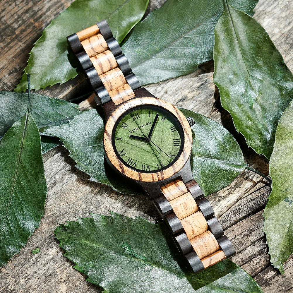 Leaf Dial Wooden Watch - BOBO BIRD