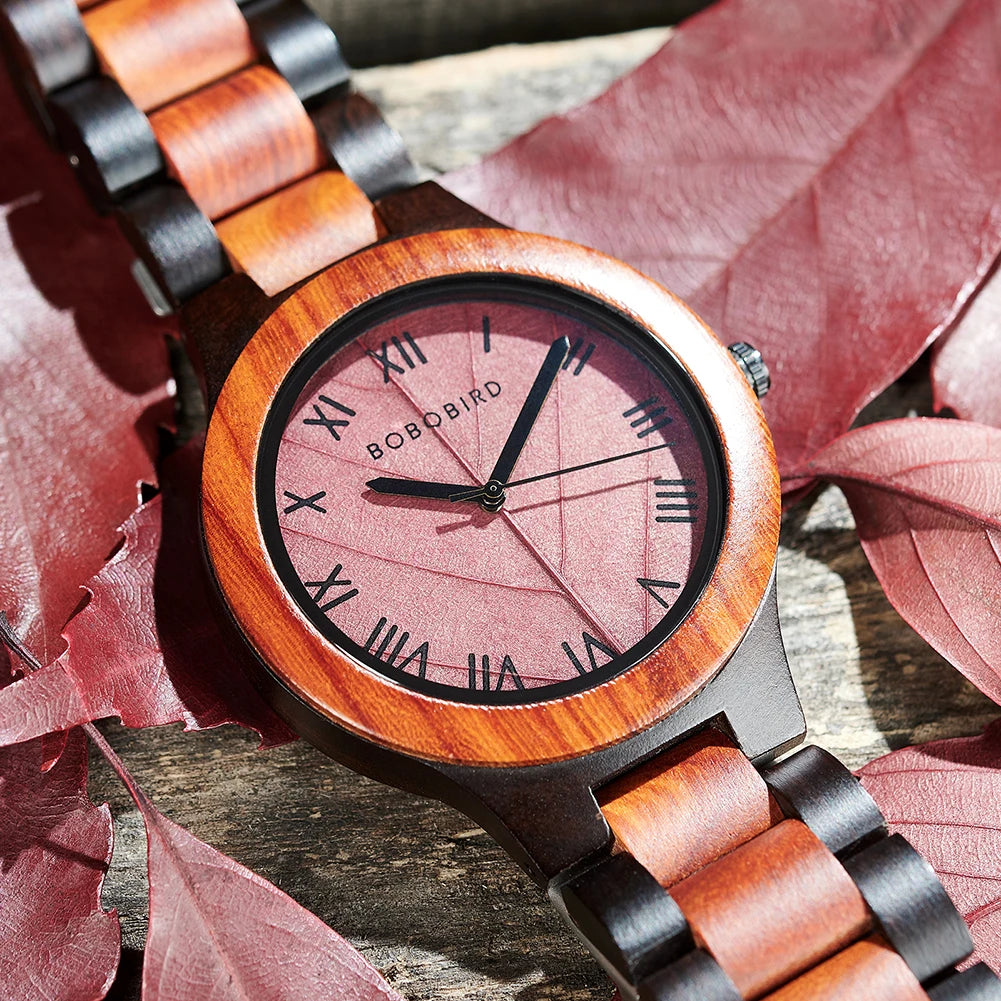 Leaf Dial Wooden Watch - BOBO BIRD