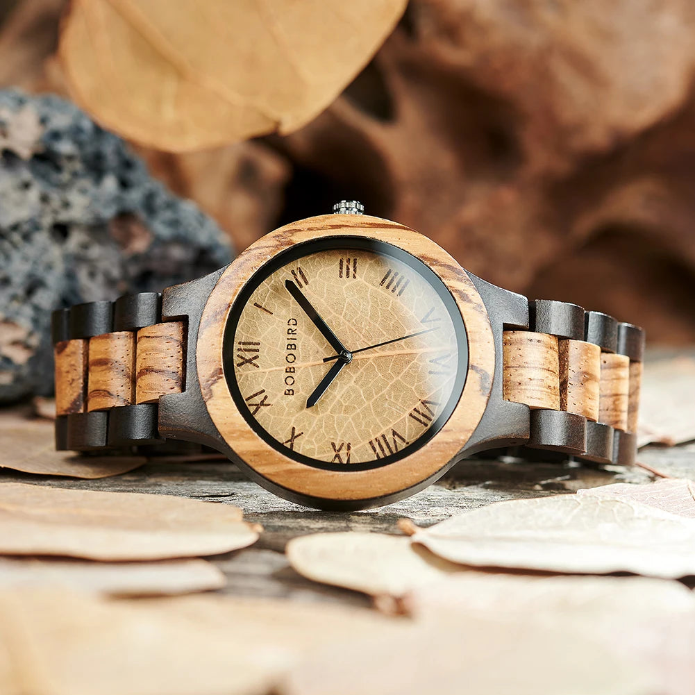 Leaf Dial Wooden Watch - BOBO BIRD