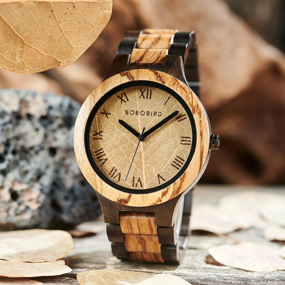 Leaf Dial Wooden Watch - BOBO BIRD