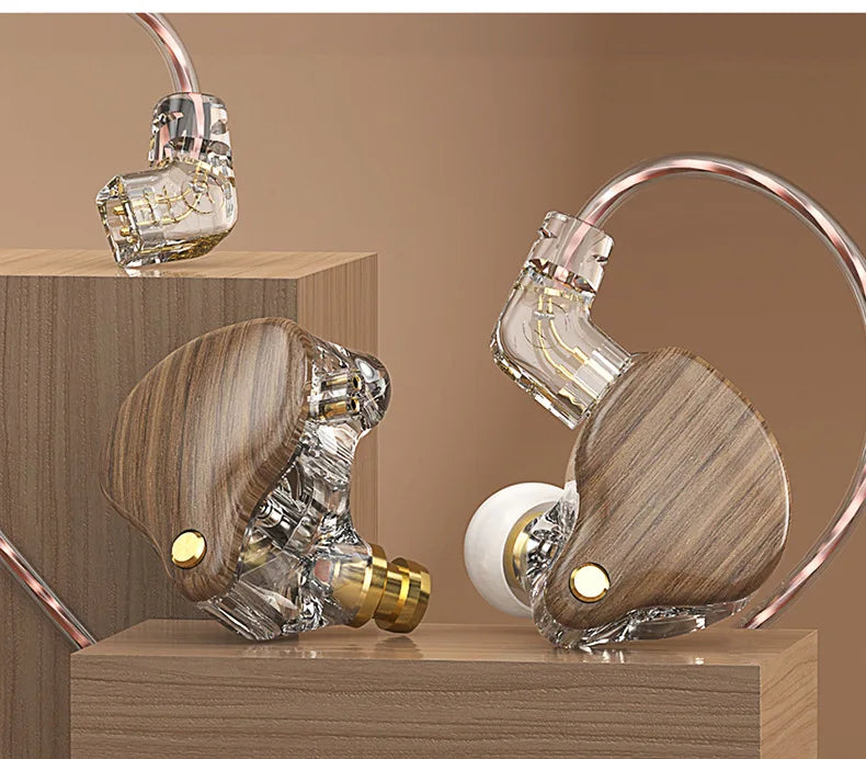 Wood Grain Hi-Fi Wired Earbuds
