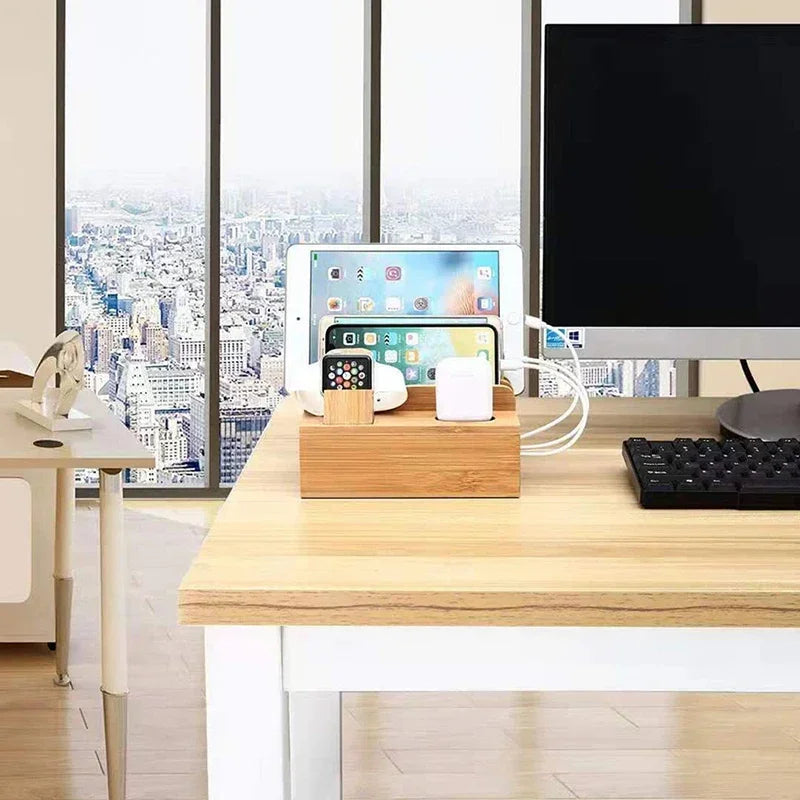 Bamboo Charging Dock Organizer