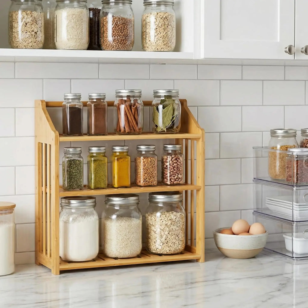 Bamboo 3-Tier Wall Mounted Storage Shelf