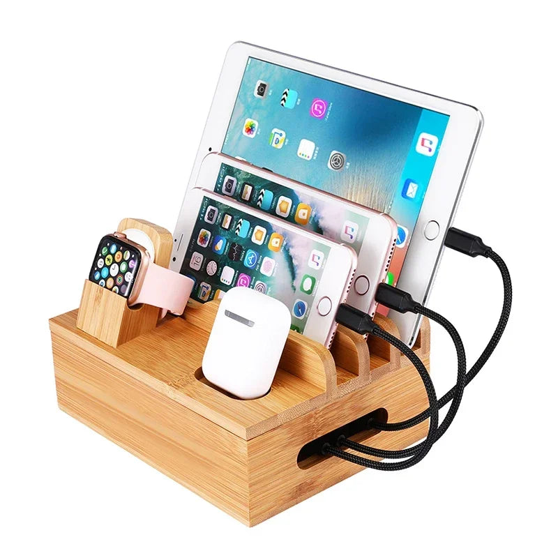 Bamboo Charging Dock Organizer