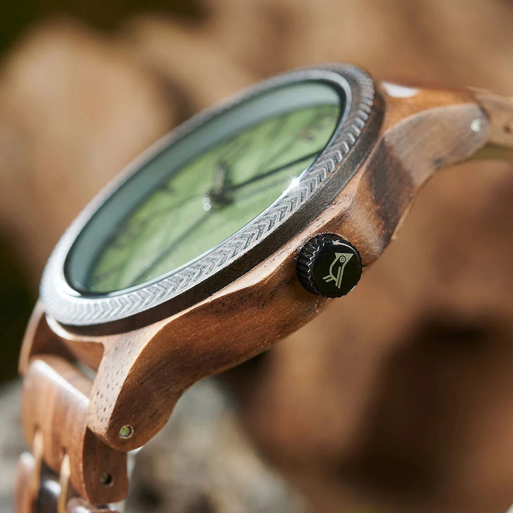 Leaf Dial Wooden Watch - BOBO BIRD