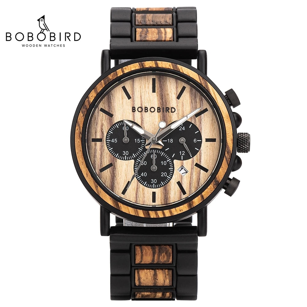 Luxury Wooden Chronograph Watch - BOBO BIRD