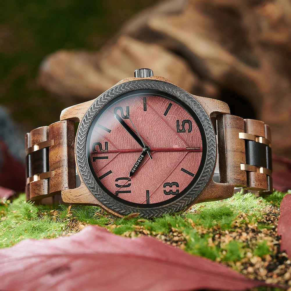 Leaf Dial Wooden Watch - BOBO BIRD