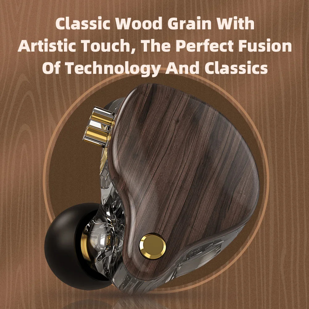 Wood Grain Hi-Fi Wired Earbuds