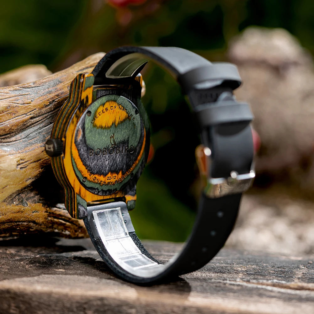 Laser Dial Camouflaged Wooden Watch - BOBO BIRD