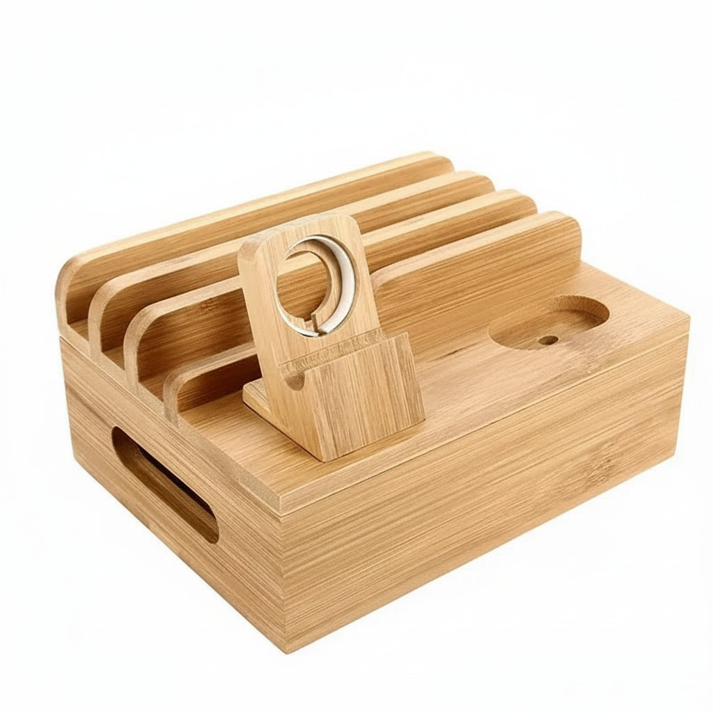 Bamboo Charging Dock Organizer