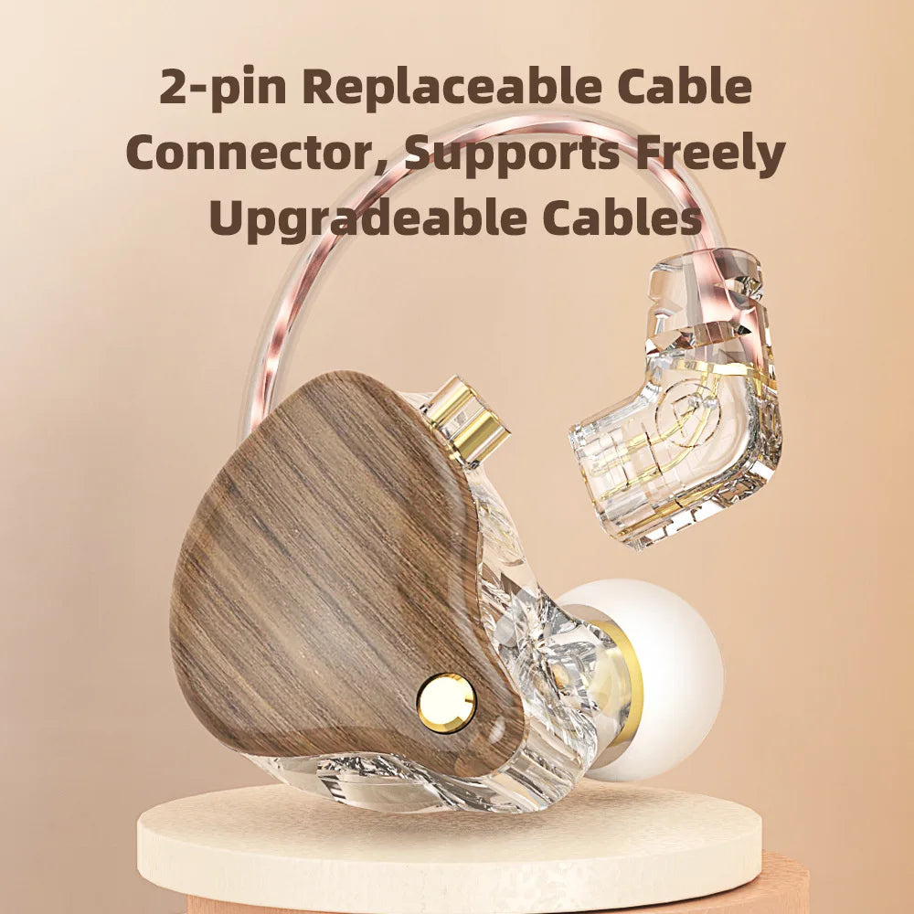 Wood Grain Hi-Fi Wired Earbuds