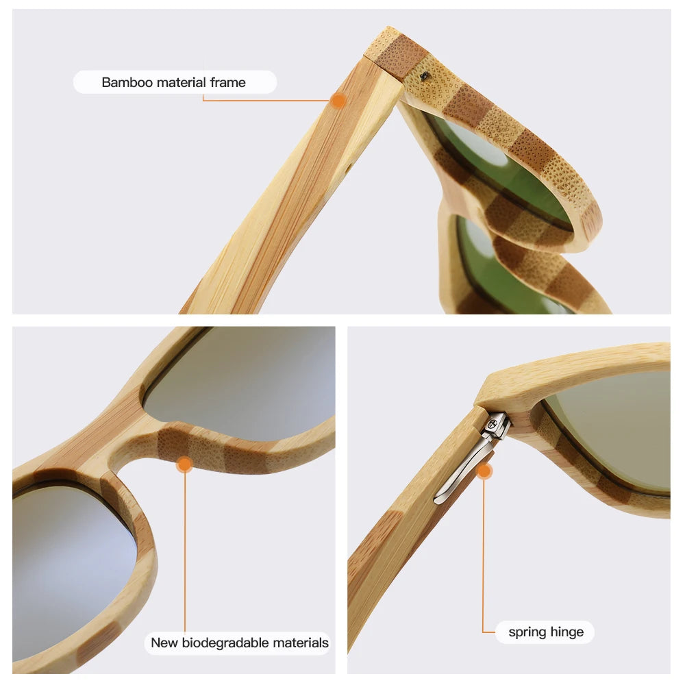 Polarized Natural Zebra Bamboo Sunglasses