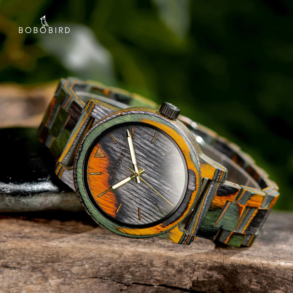 Laser Dial Camouflaged Wooden Watch - BOBO BIRD