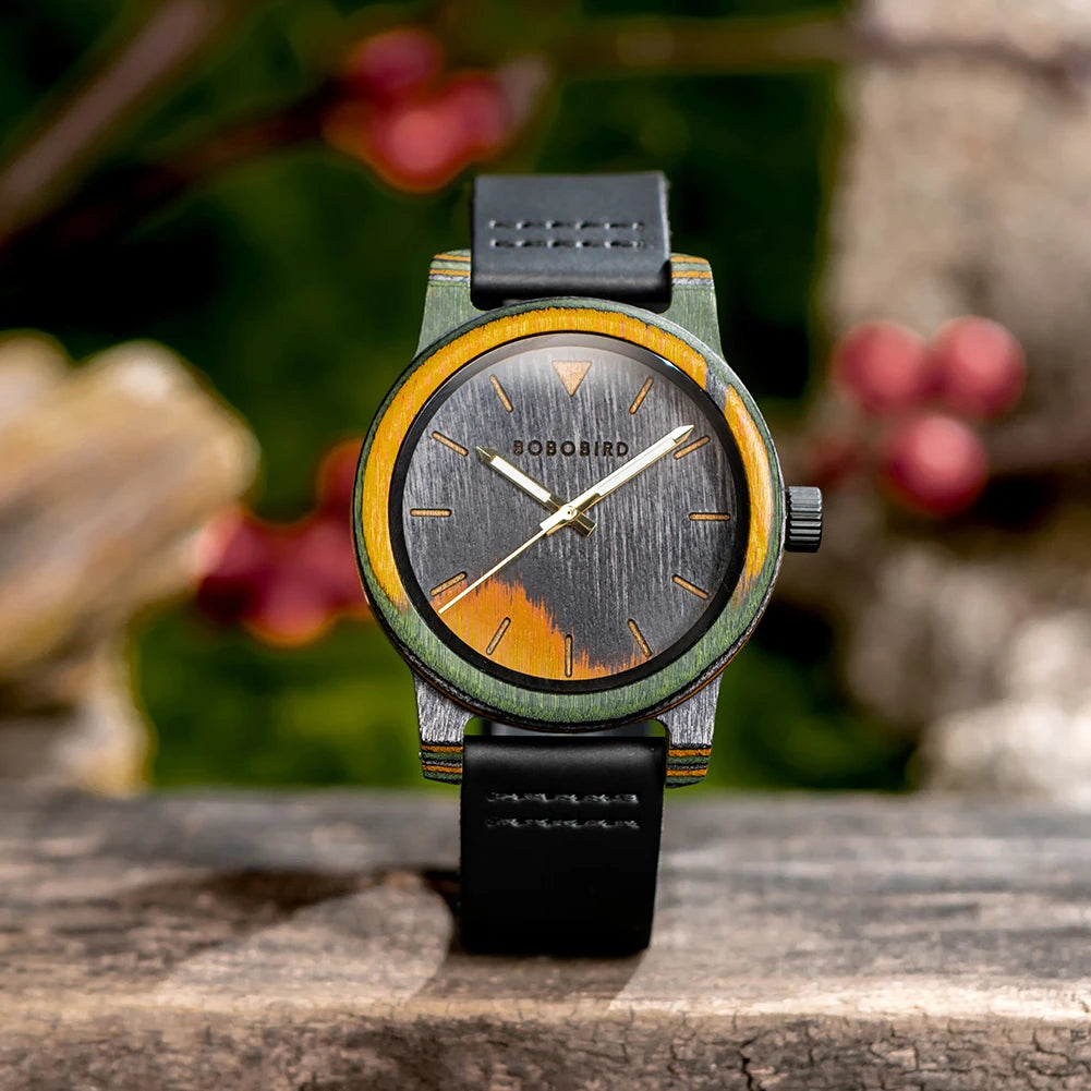 Laser Dial Camouflaged Wooden Watch - BOBO BIRD