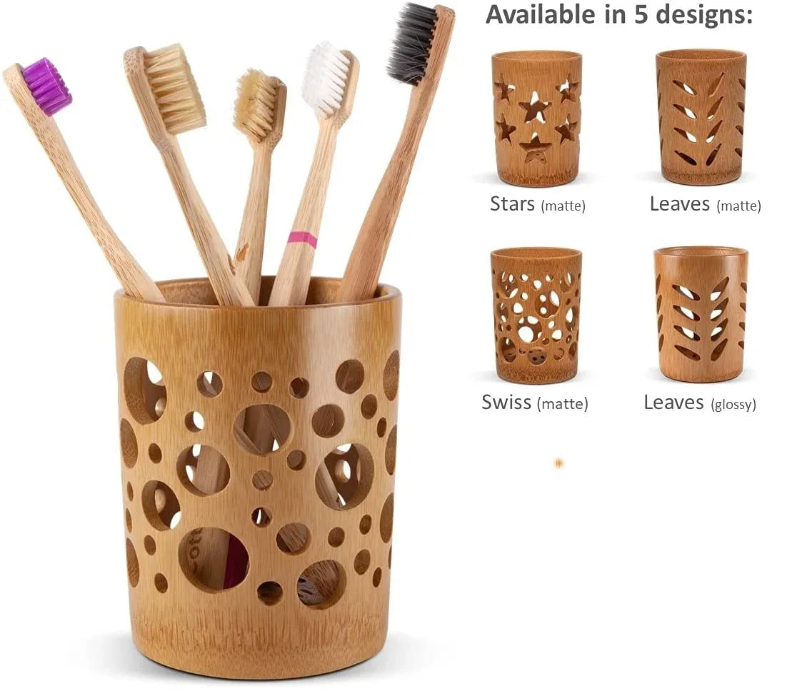 Bamboo toothbrush holder