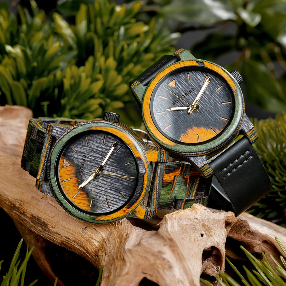 Laser Dial Camouflaged Wooden Watch - BOBO BIRD
