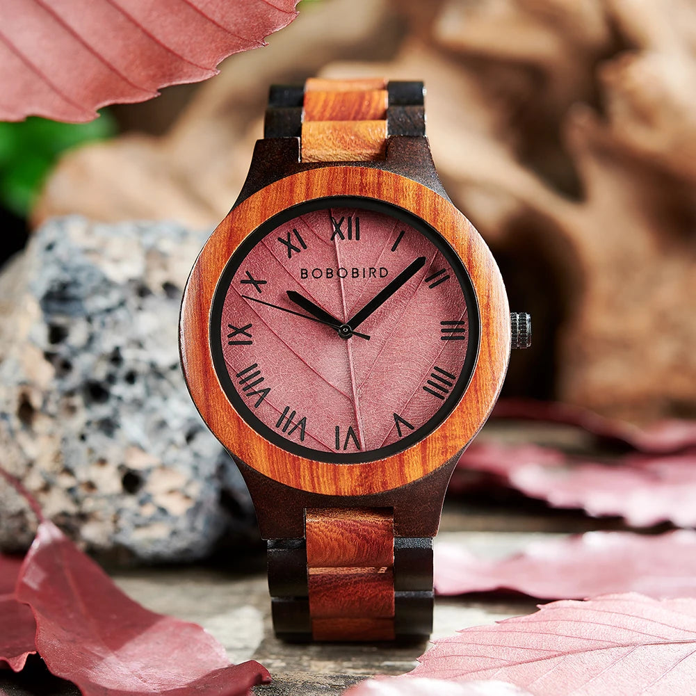 Leaf Dial Wooden Watch - BOBO BIRD