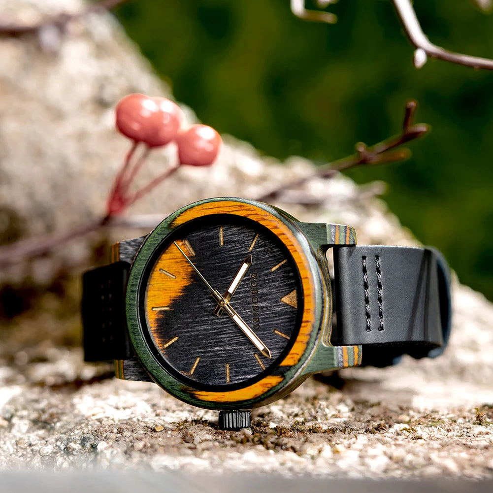 Laser Dial Camouflaged Wooden Watch - BOBO BIRD