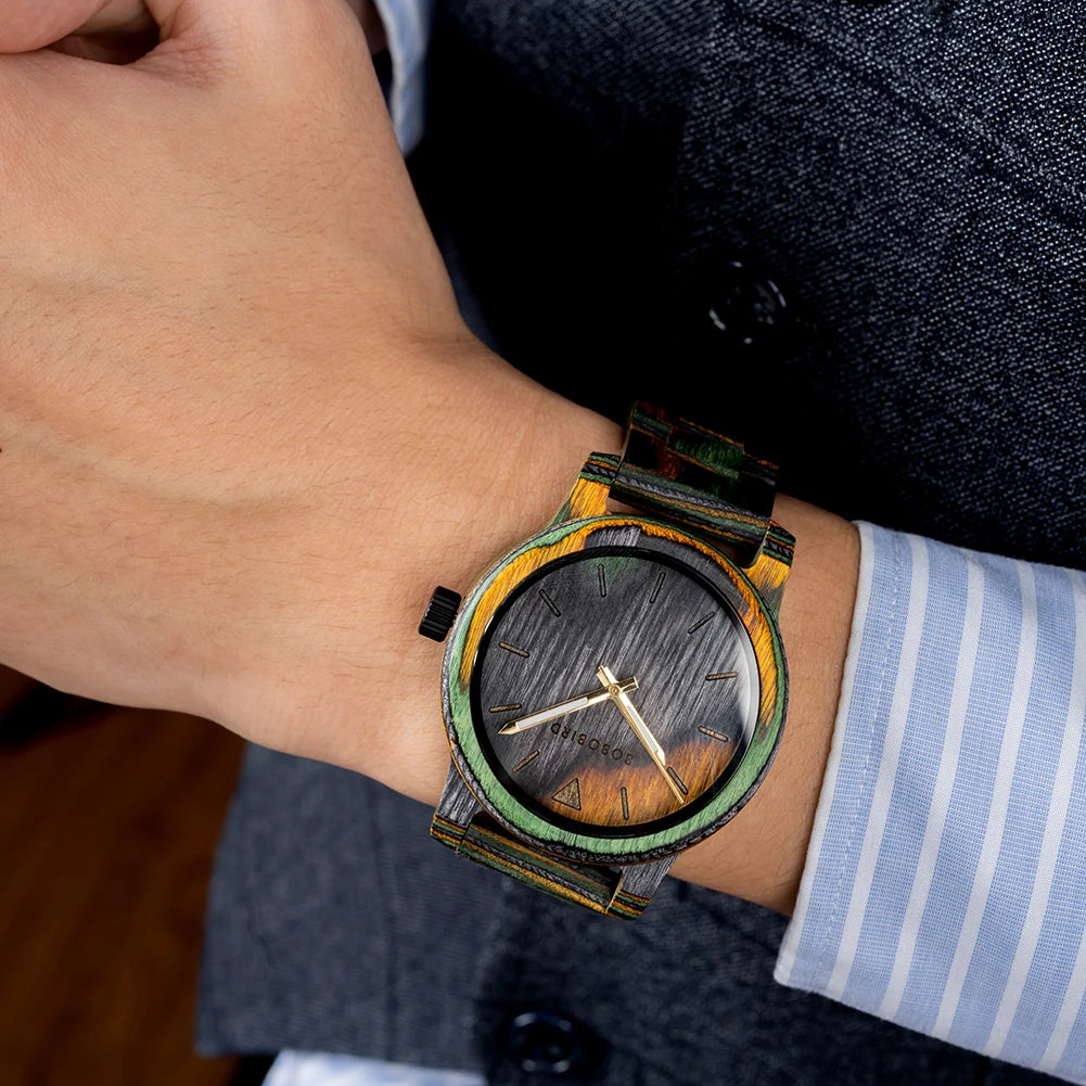 Laser Dial Camouflaged Wooden Watch - BOBO BIRD