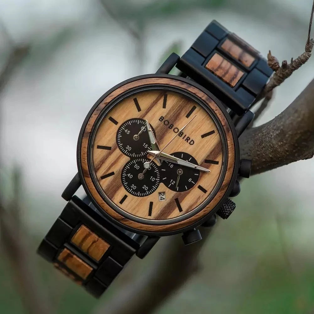 Luxury Wooden Chronograph Watch - BOBO BIRD