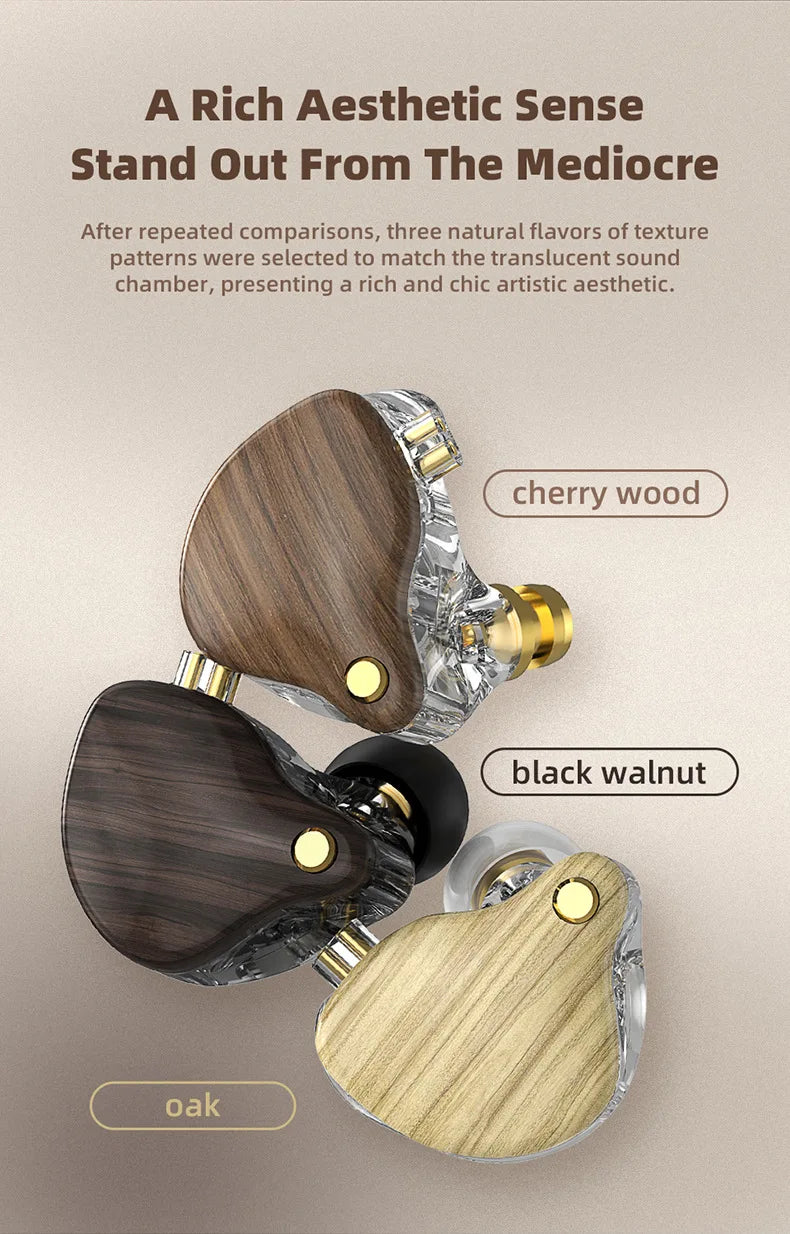 Wood Grain Hi-Fi Wired Earbuds